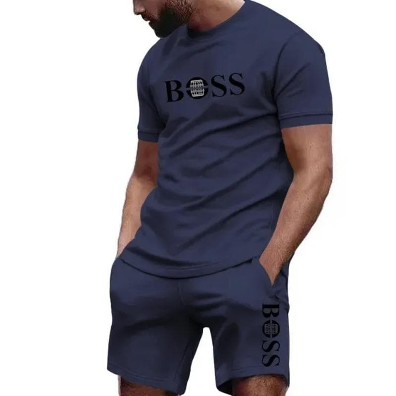 Men's two-piece sportswear, short sleeved T-shirt and pants set, running and fitness sportswear, summer 2025, big discount, 2025 XL