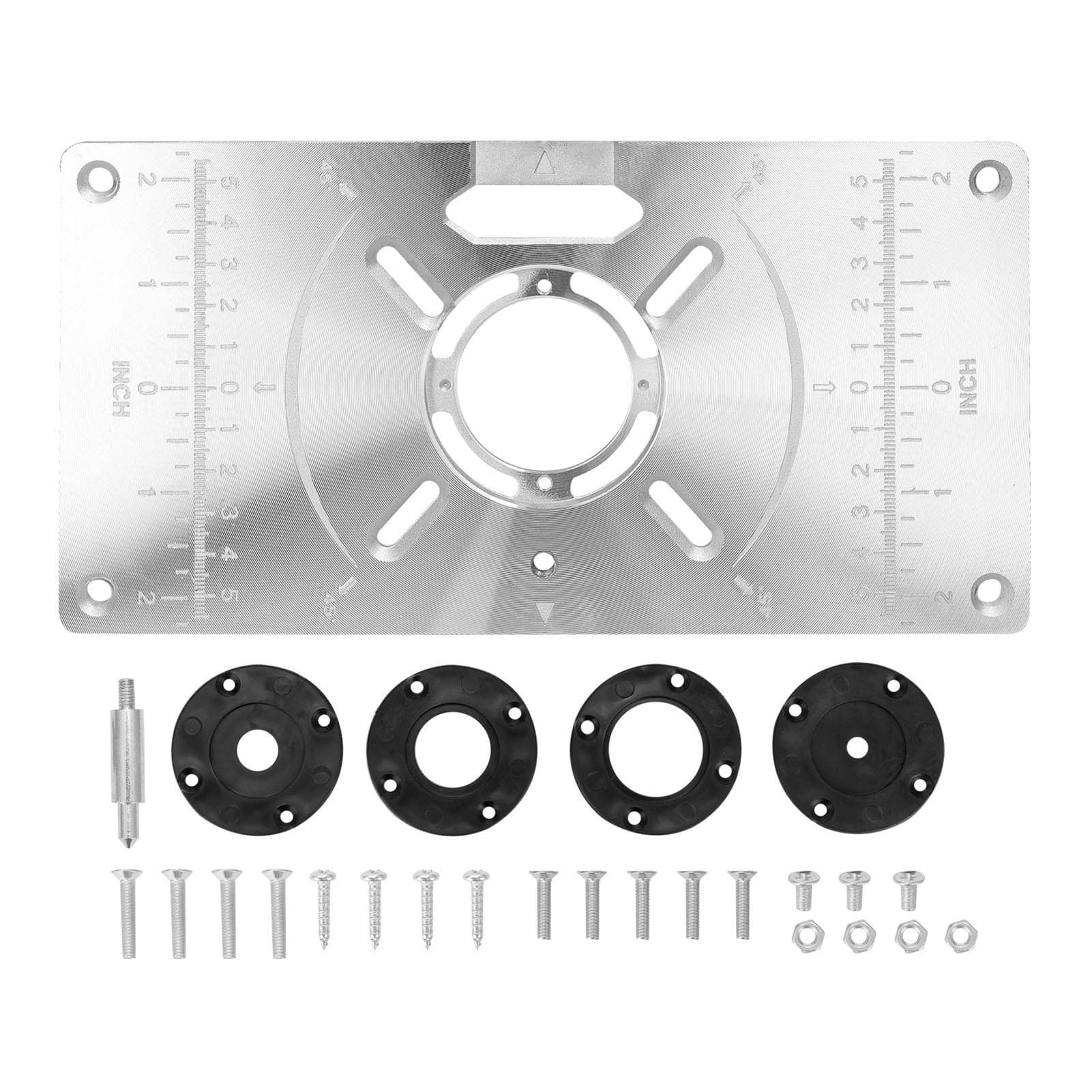 Router Table Insert Plate Aluminum Trimming Machine Engraving Flip Board with 4 Rings for black