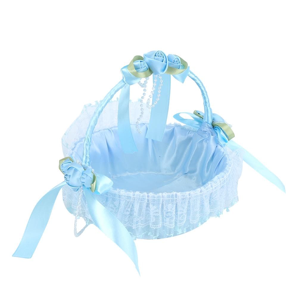 Portable Wedding Lace Flower Basket Candy Container Party Ceremony Supplies DecorationBlue blue
