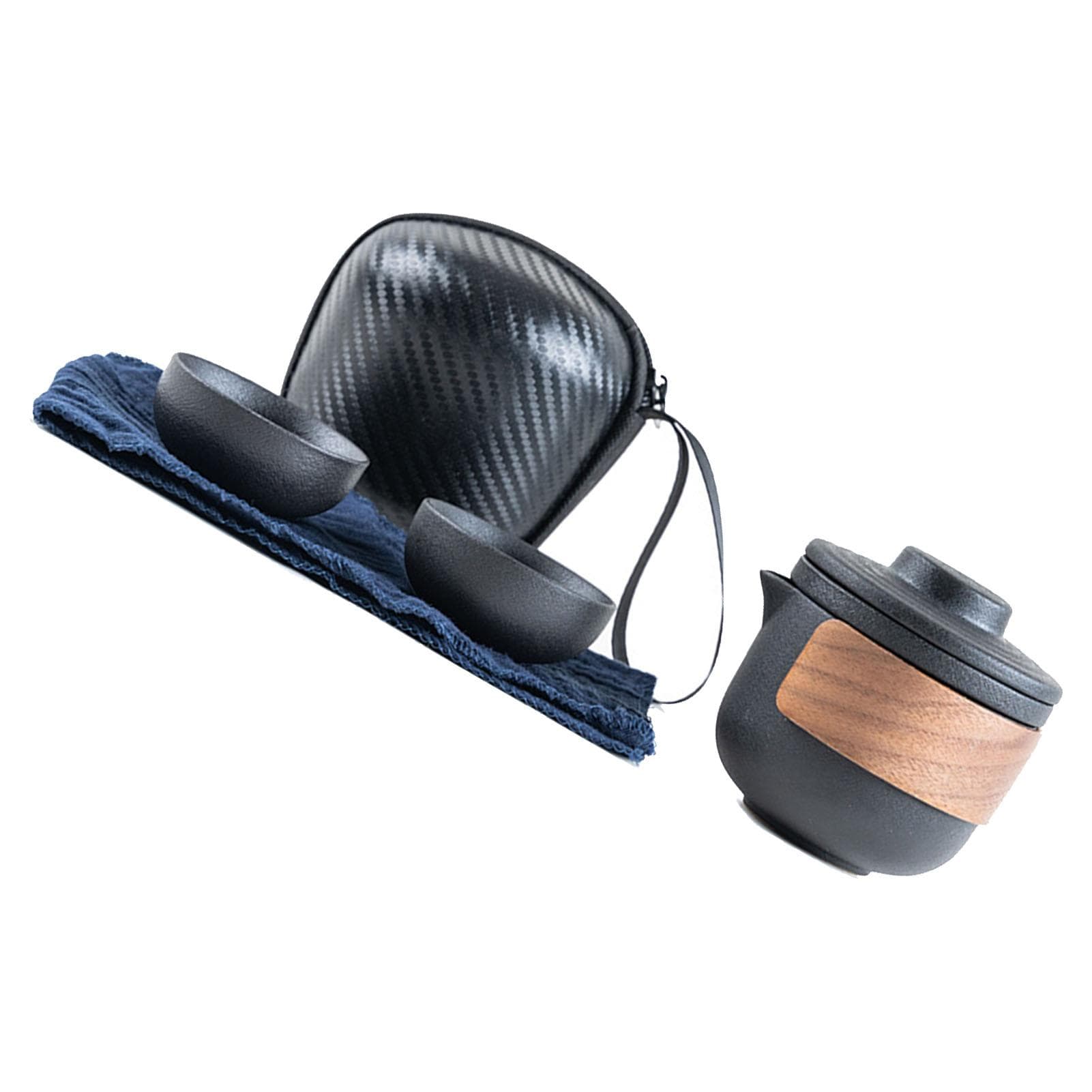 Travel Tea Set Portable Anti Burn Mini Ceramic Teapot Infuser Set for Outdoor with Storage Bag