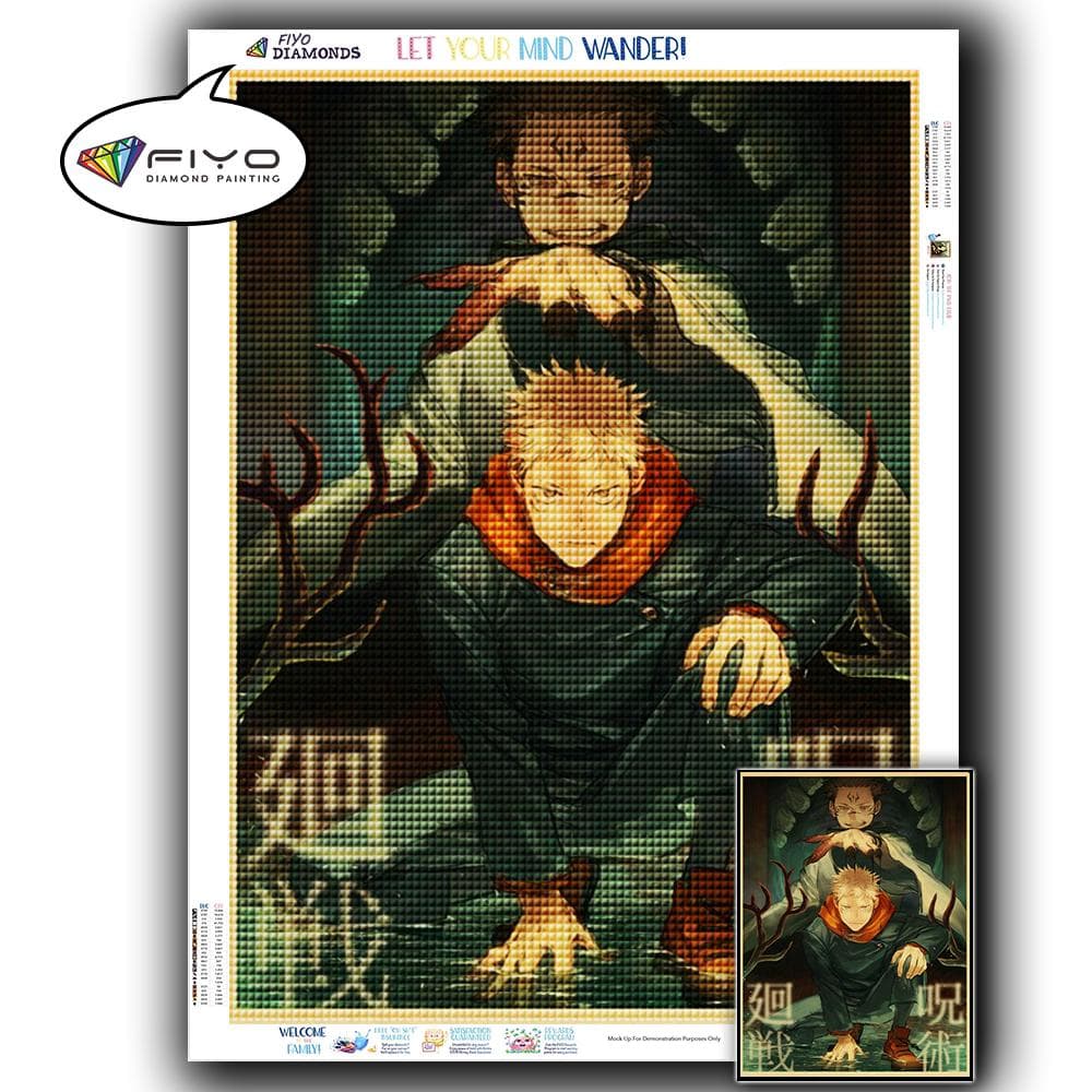 5D DIY Diamond Embroidery Anime Jujutsu Kaisen Picture of Rhinestone Diamond Painting Paper Vintage Poster Diamond Mosaic Needlework Home Decor Full Round 20X30CM