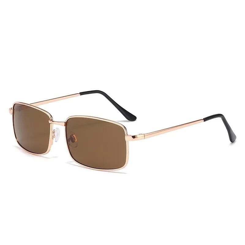Fashionable Retro Metal Frame Sunglasses Small Rectangular UV400 Protection Color Changing Lenses Trendy Accessory
