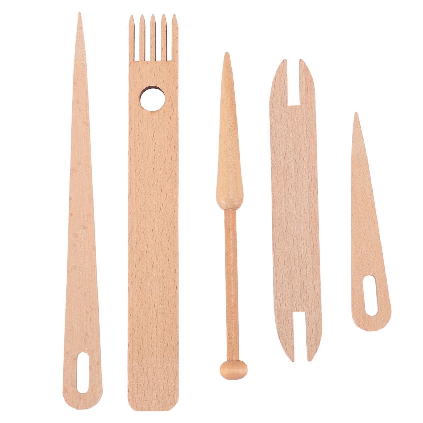 5Pcs Wood Hand Loom Stick Set Weaving Knitting Accessories Supplies Beech DIY Handcrafts Tools