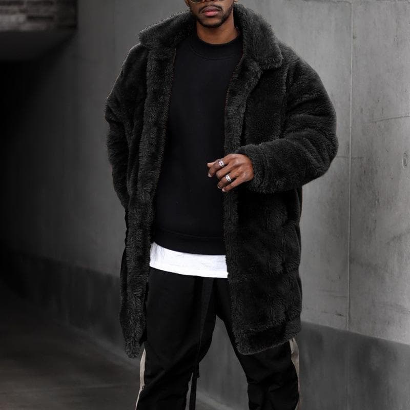 Men's Loose Casual Plush Medium and Long Coat, Jacket XL