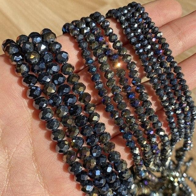 3/4/6/8mm Faceted Round Austria Crystal Beads Shiny Glass Rondelle Spacer Beads for Needlework Jewelry Making Diy Bracelet 15'' 8mm 65-68pcs Beads
