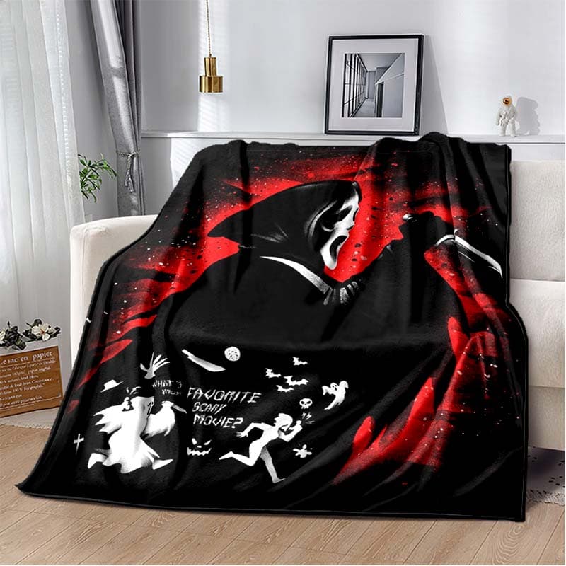 Horror Movie Character Cartoon Blanket Jason Friday Blanket Halloween Flannel Blanket for Bedroom Livingroom Sofa Halloween Gift 75x90cm