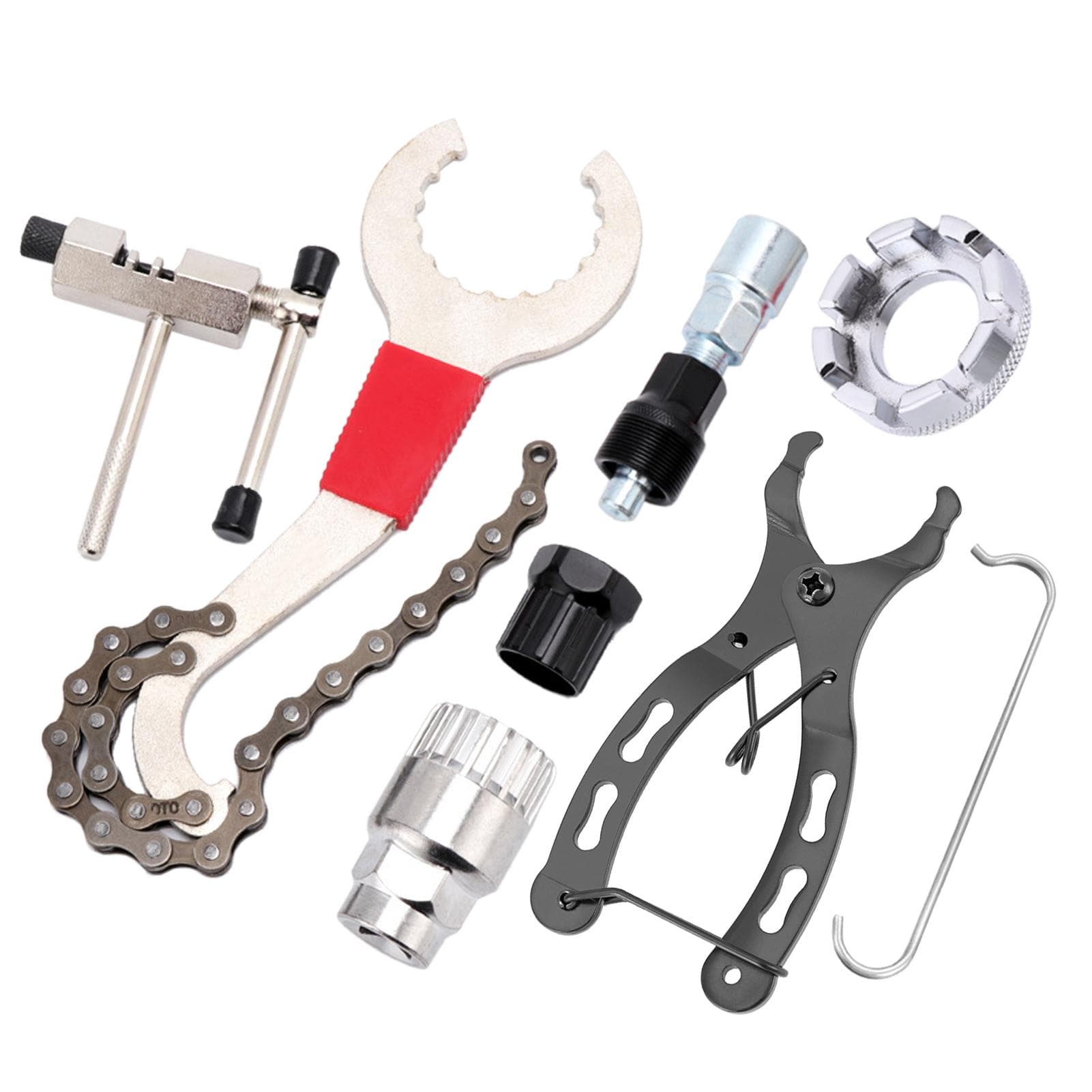 7pcs Bicycle Repair Tool Kit Cassette Remover Wrench Chain Breaker Crank Puller Extractor Spoke 7pcs set multicolour