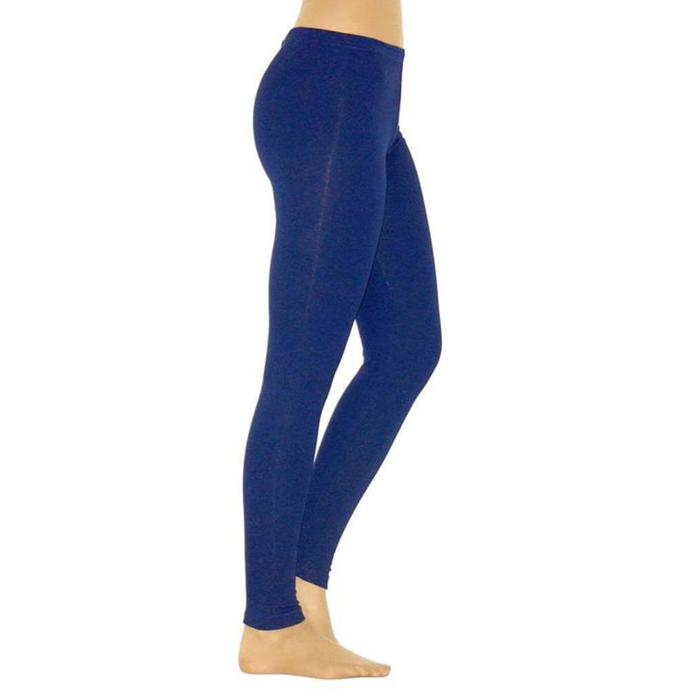(M-4XL) Women Stretchy Leggings Solid Color Pencil Pants High Waist Slim Tights Trousers M royal blue