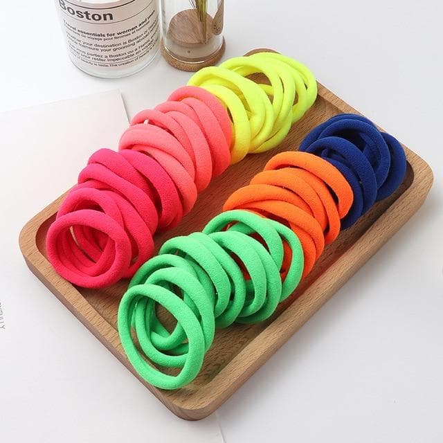 50pcs Girls Solid Color Big Rubber Band Ponytail Holder Gum Headwear Elastic Hair Bands Korean Girl Hair Accessories Ornaments None