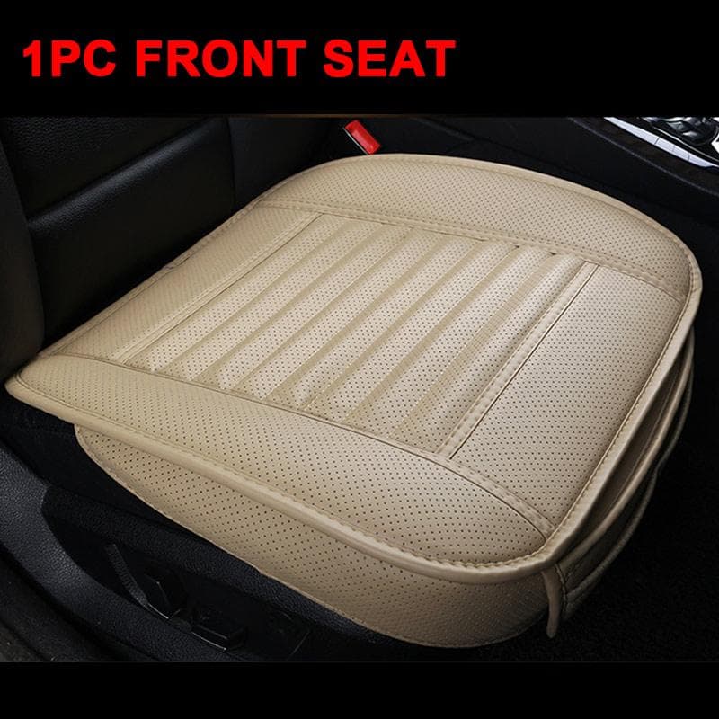SEAMETAL 1PC Car Front Seat Cover PU Leather Non-slip Car Seat Cushion Cover for Four Seasons 1pc front seat beige