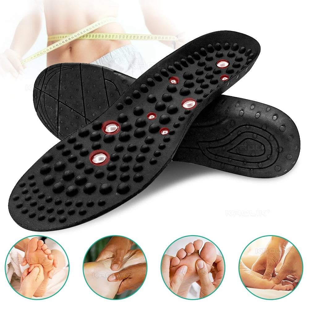 16 Pieces Magnetic Therapy Insole Magnet Massage Acupressure Health Cushion Shoe Pad Men Women Relaxation Foot Care Comfort Sole L (EU44-47) black