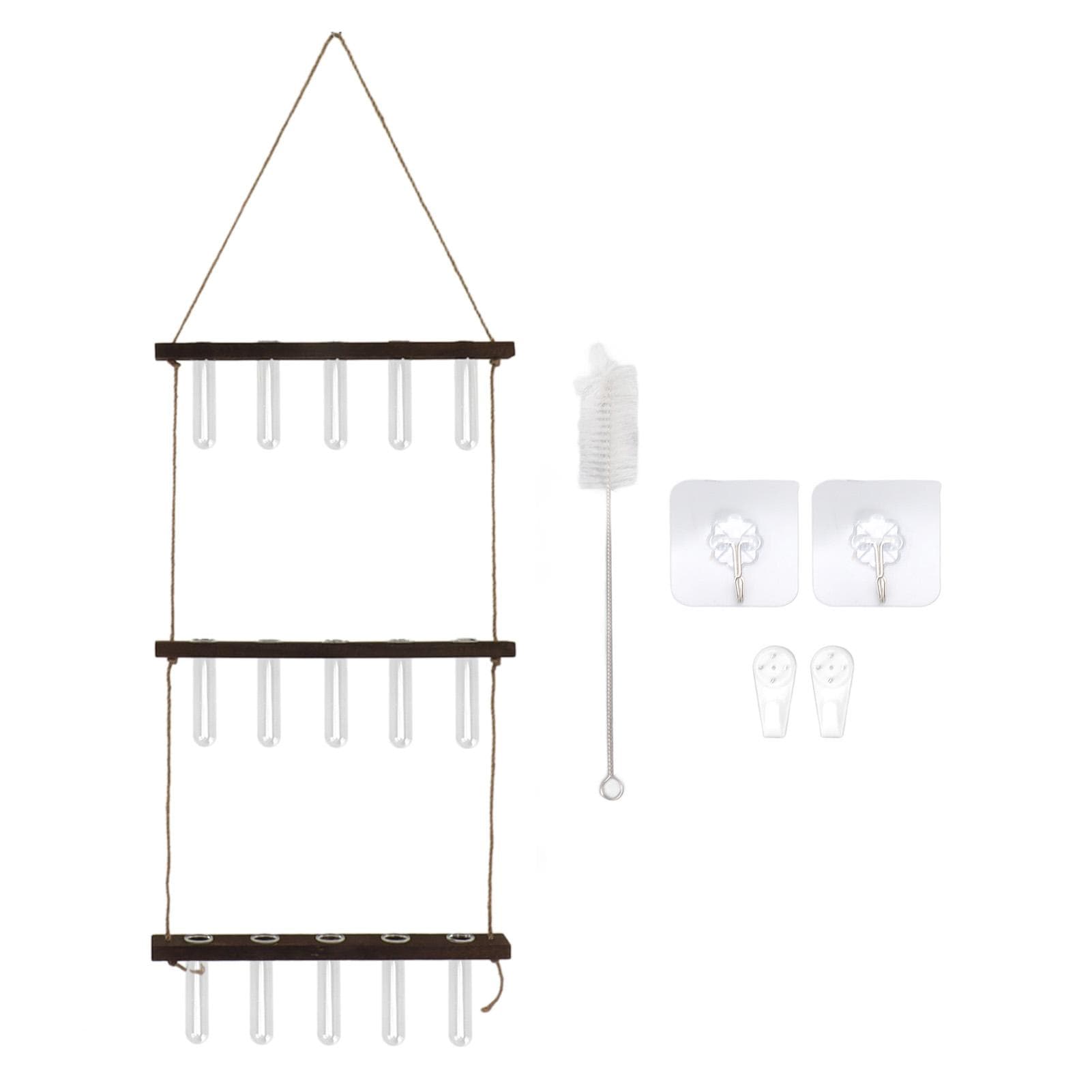 3 Tiered Wall Hanging Plant Terrarium with 15 Test Tubes Hanging Stand Observe Growth Status Plant