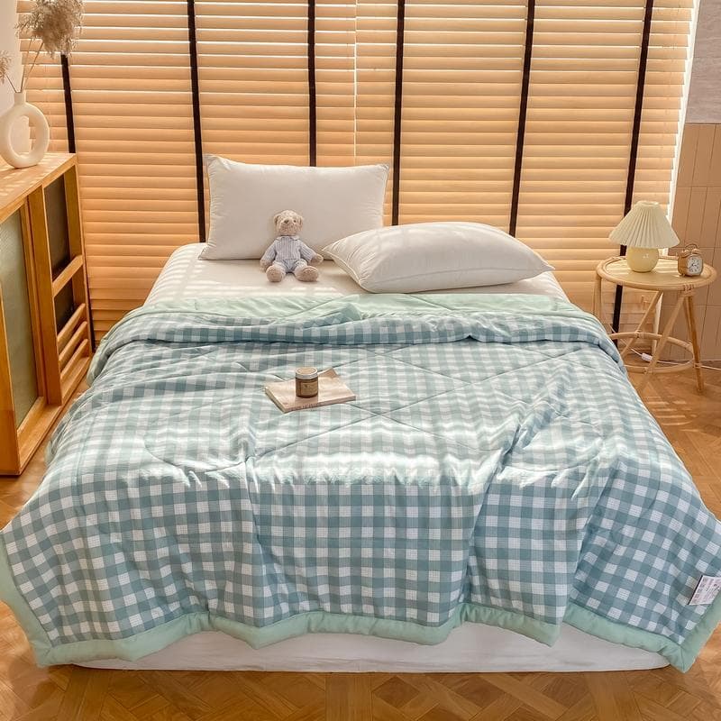 Japanese Style Quilt for Summer Checkered Summer Bedspread for Beds Single/Queen/King Striped Summer Comforter and Blankets Bed 150x200cm  59x78inch