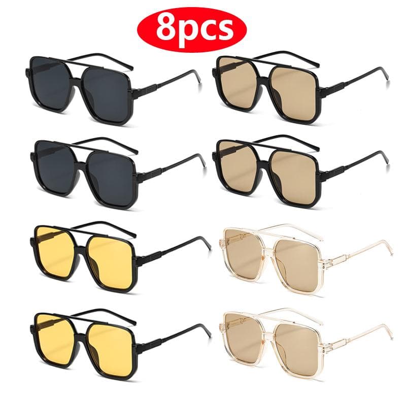 1/8pcs Oversized Punk Square Sunglasses Women Men Black Shades Rectangle Frame Sun Glasses Beach Travel Eyewear