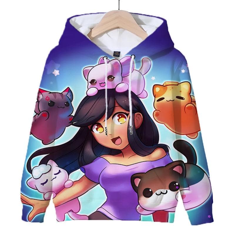 3D Game Aphmau Print Hoodie Kids Hooded Sweatshirts Cartoon Anime Hoodies Spring Fall Children Clothing Harajuku Hooded Pullvers 150CM