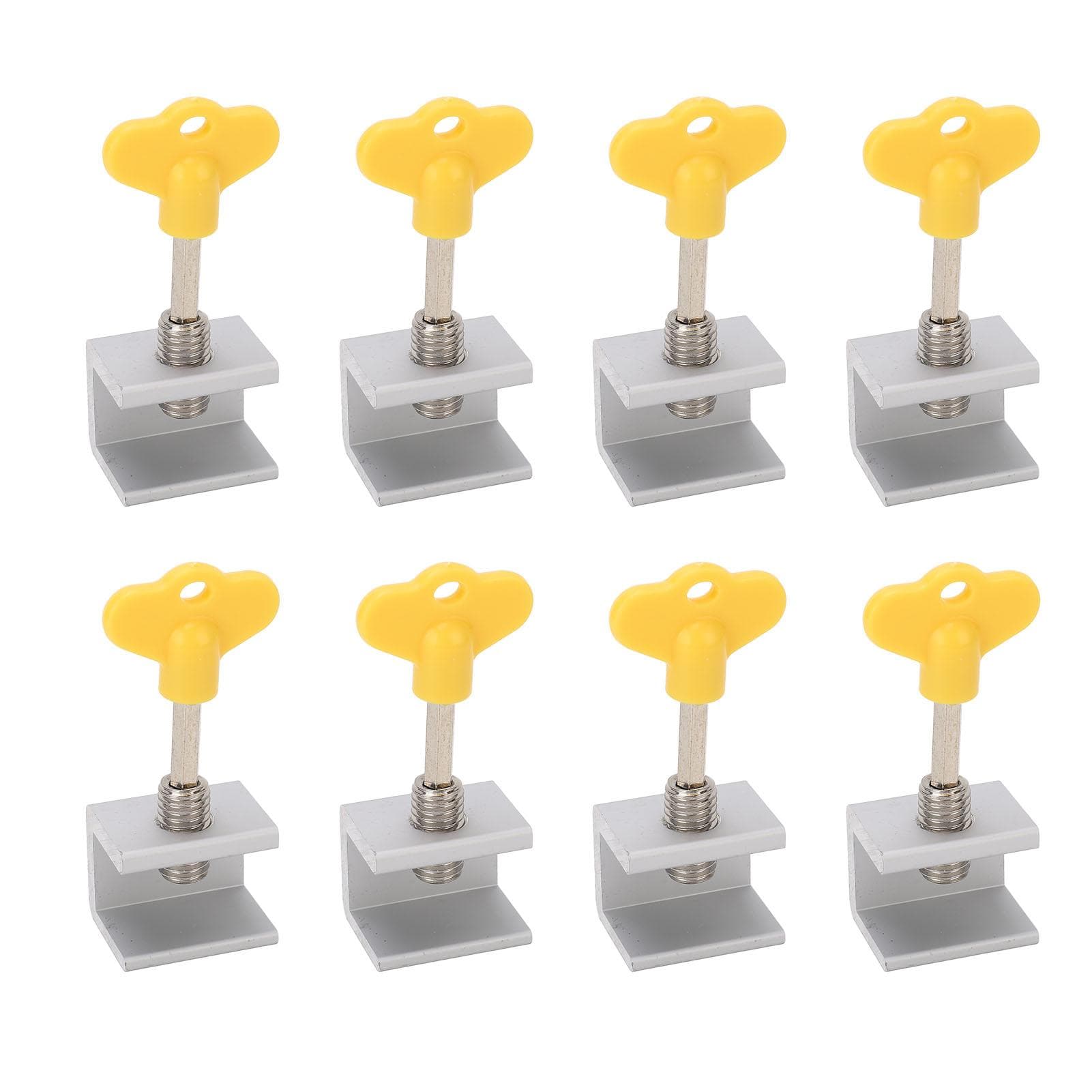 8 Sets Single Hole Adjustable Window Locks Aluminum Alloy Vertical Horizontal Sliding Lock Silver