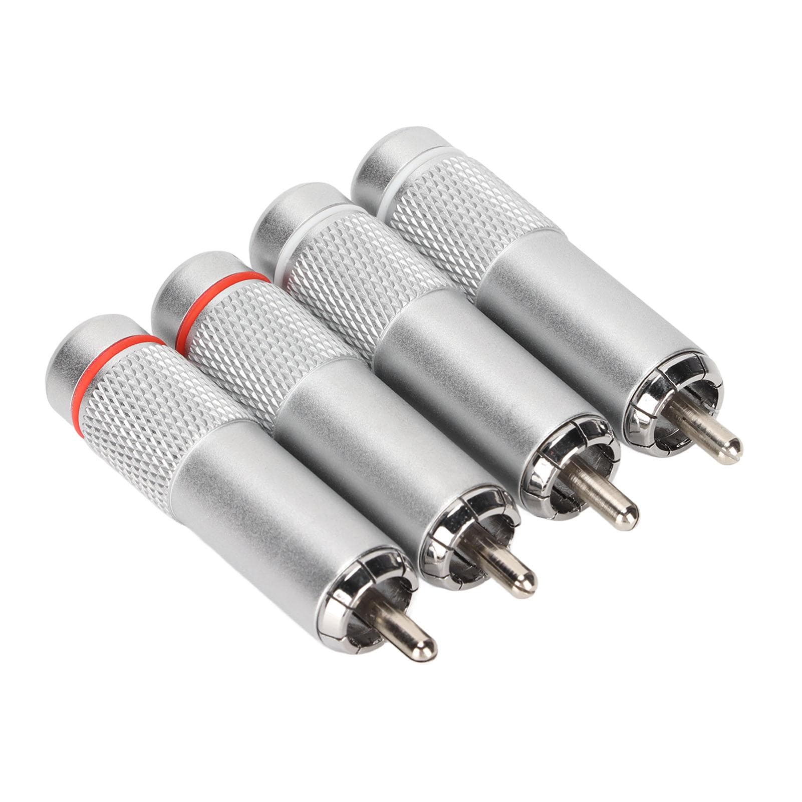 4Pcs RCA Sound Connector DIY Chrome Plated Low Loss Welding RCA Male Plug for Professional Sound