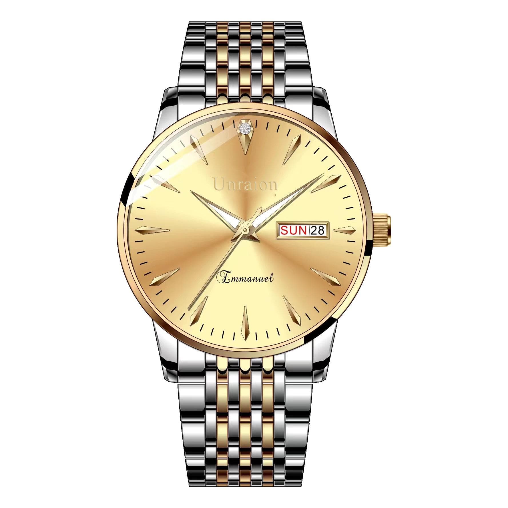 Swiss Automatic Waterproof Luminous Double Calendar Men's Watch - Simple Korean Style