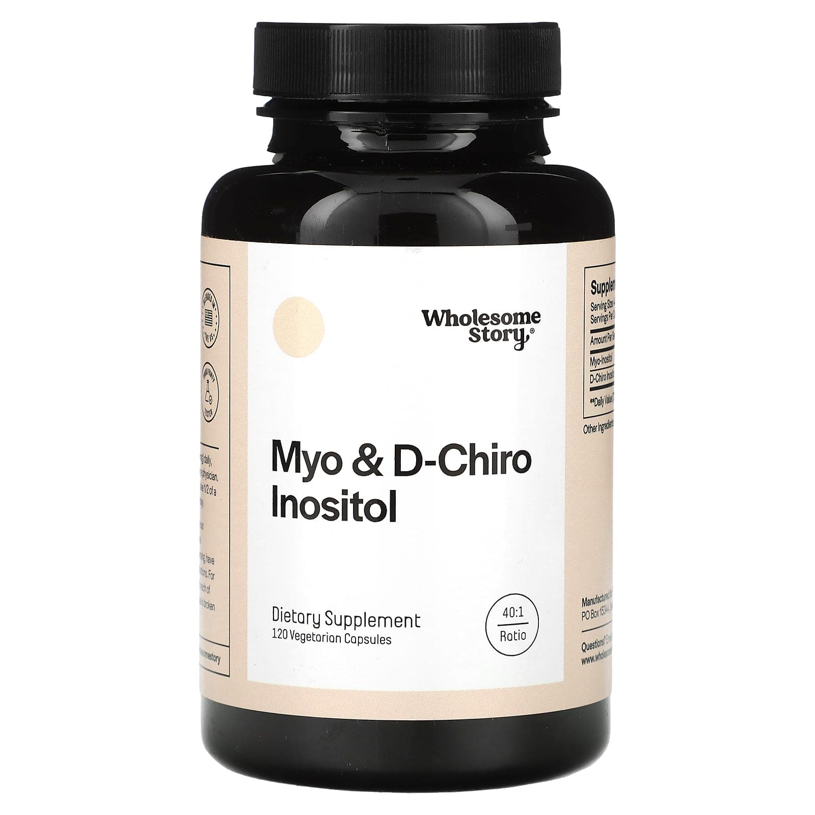 Wholesome Story, myo-inositol and d-chiro-inositol, 120 vegetable capsules