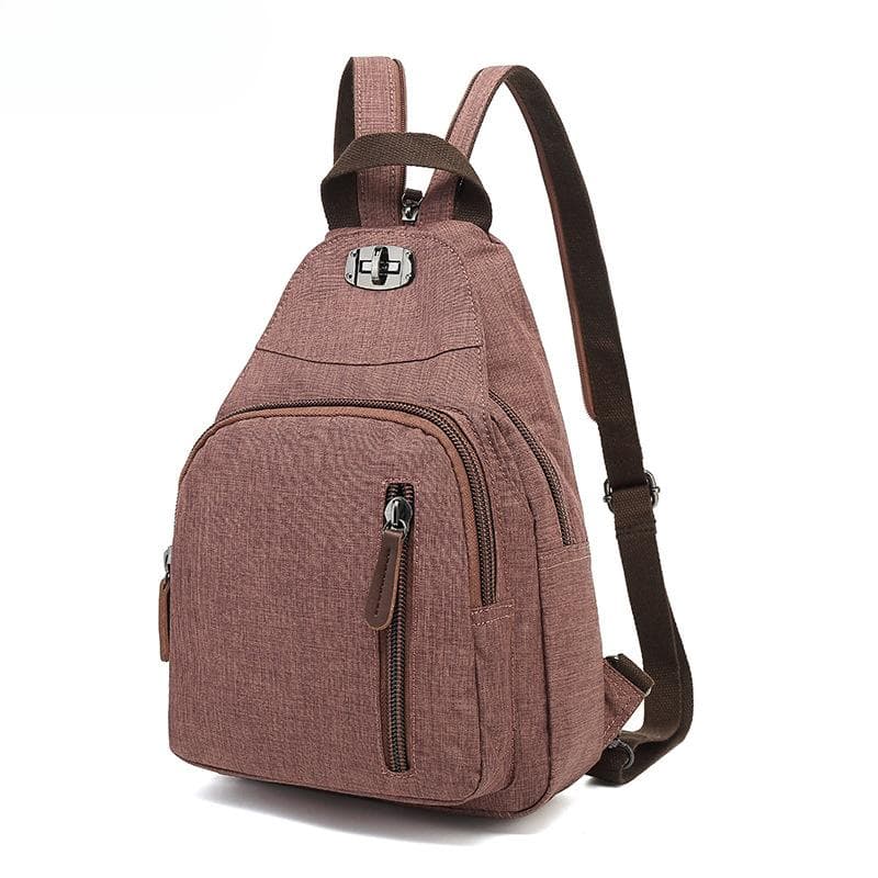 Backpack Men's and Women's Outdoor Leisure Travel Small Backpack Elegant Nylon Dual-purpose Chest Bag Light Student Backpack brown