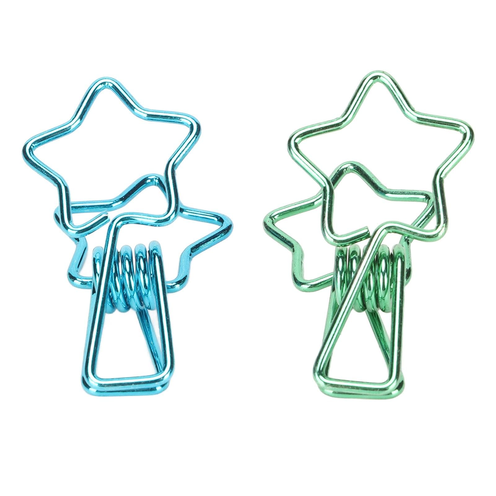 100pcs Star Binder Clips Strong Clamping Force Cute Cartoon Sturdy Metal Paper Clamps for Account