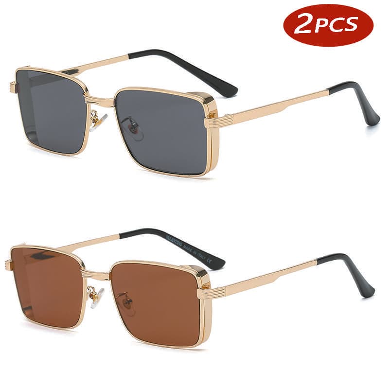 1/2pcs Steampunk Sunglasses Luxury Brand Designer Men Women Retro Rectangle Punk Metal Frame UV400 Sun Glasses show as picture