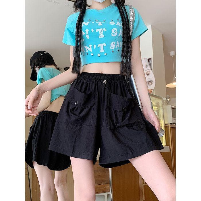 New Summer Design Touch Pocket Work Pants for Women Loose Wide-leg Casual Pants Versatile High-waist Shorts 4XL