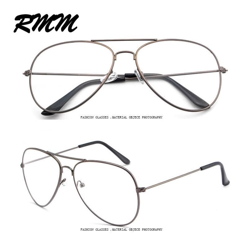 RMM brand retro metal frame glasses with lenses for men and women stylish plain polit sunglasses unisex design