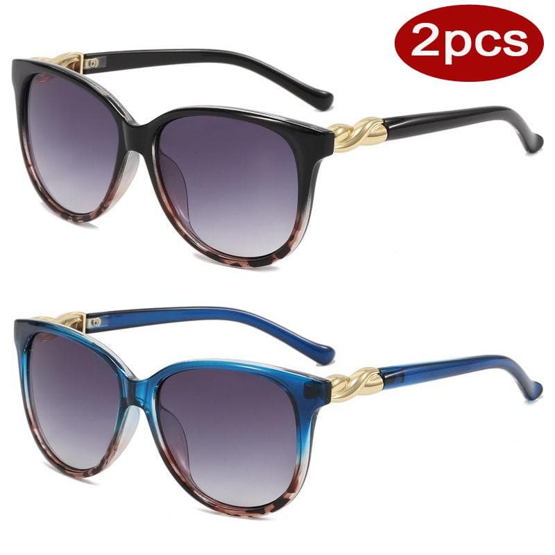 1 2pcs Fashion Round Large Sunglasses Gradient Lens Anti UV Sun Glasses Women Korean Style Streetwear UV400