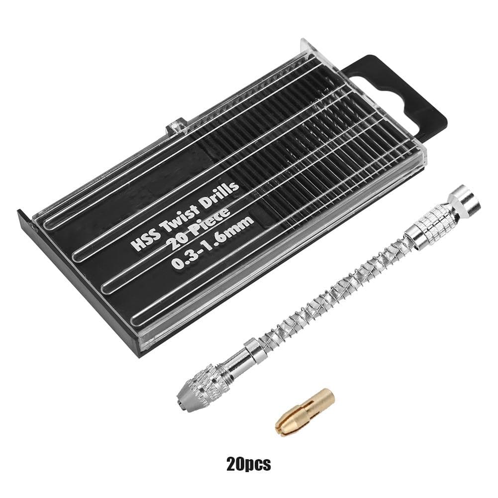 Micro Mini Portable Tool Set Small Hand Drill & 20pcs Twist Drill Bits 0.31.6mm