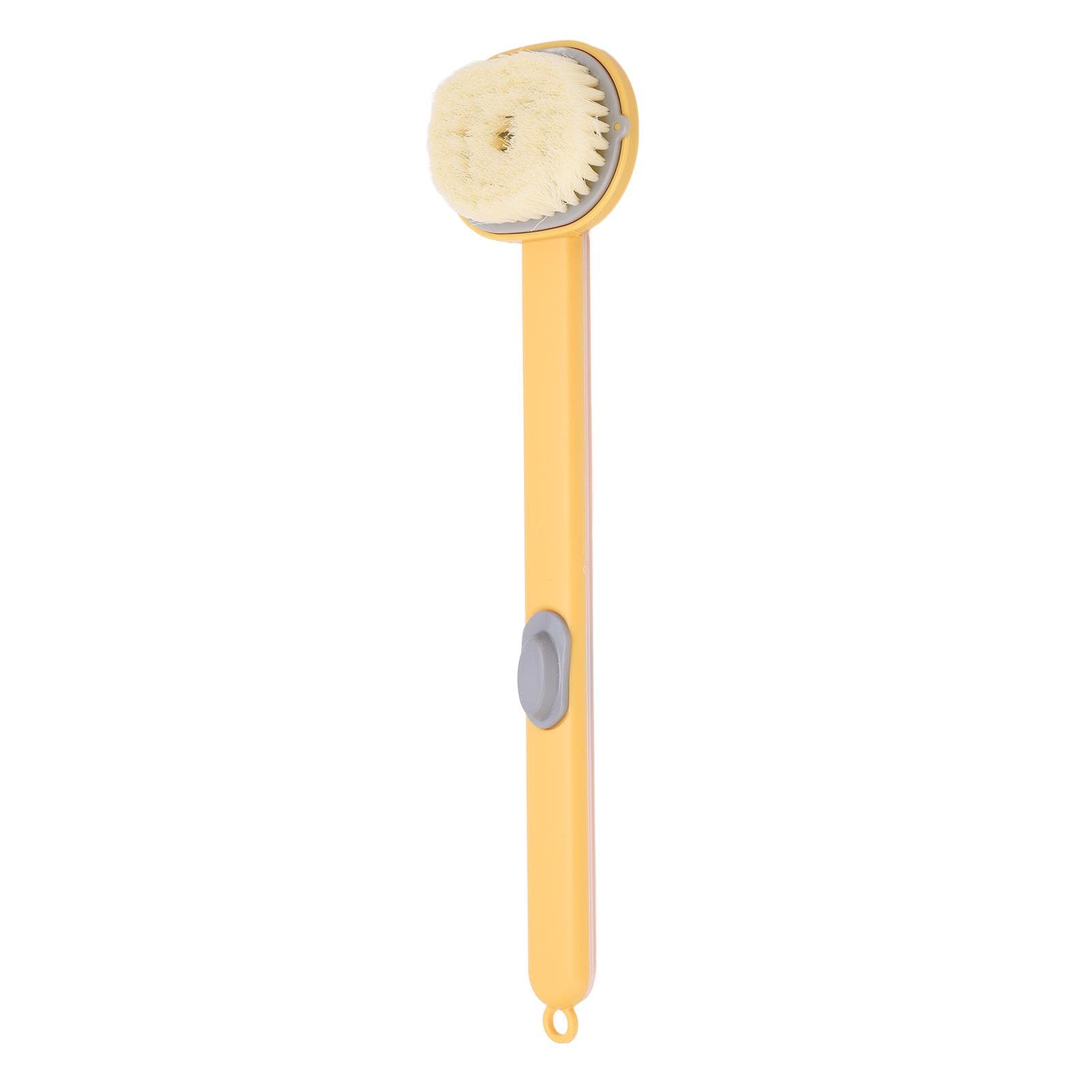 Bath Brush Long Handle Shower Body Scrub Plastic Wash Spray Tool for Women Men Kids Yellow yellow