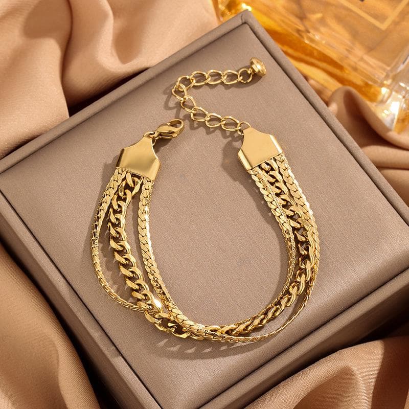 Meichen 18k Gold Non-Fading Titanium Steel Women's Fashion Bracelets - Simple, Versatile, Trendy European and American Style.