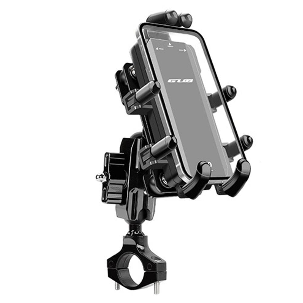 Aluminum Alloy Motorcycle Phone Stand 360 Degree Rotation Riding Cell Phone Holder black