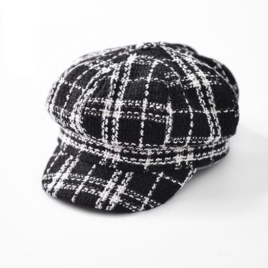 Women Newsboy Cap Autumn Winter Black White Felt Hats for Men Women Vintage Thick Octagonal Cap Fema black