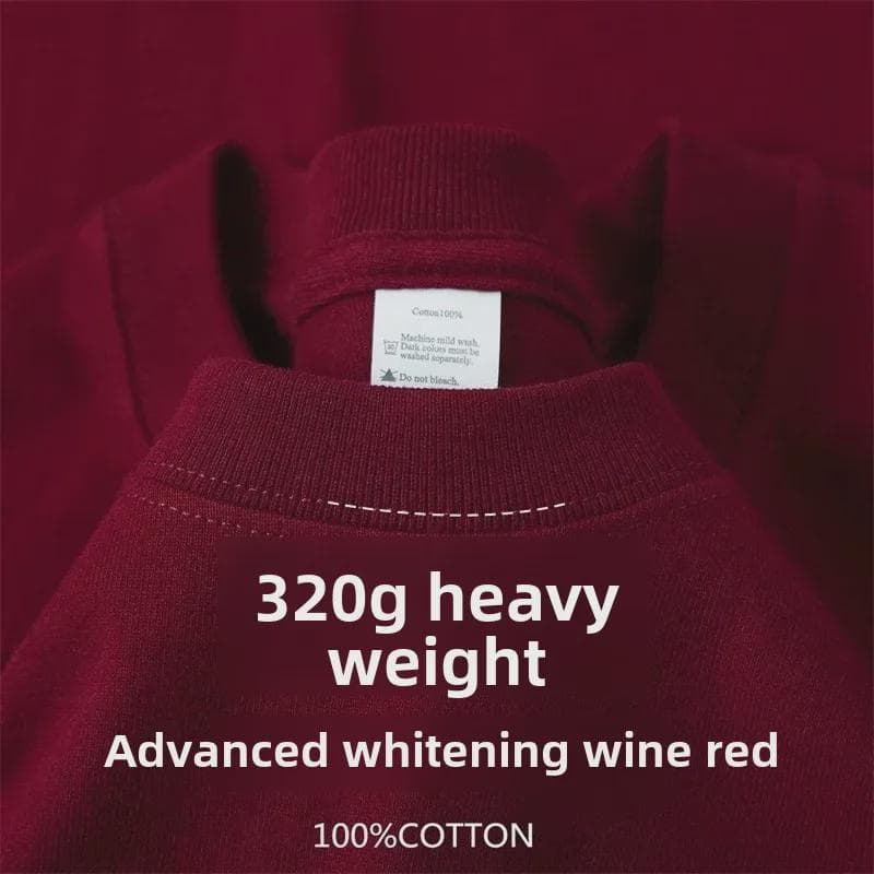 320g Heavyweight White Cotton Short-Sleeve T-Shirt for Men and Women - Thick, Non-Transparent, Loose Fit, Perfect for Summer. M [110-130 jin]