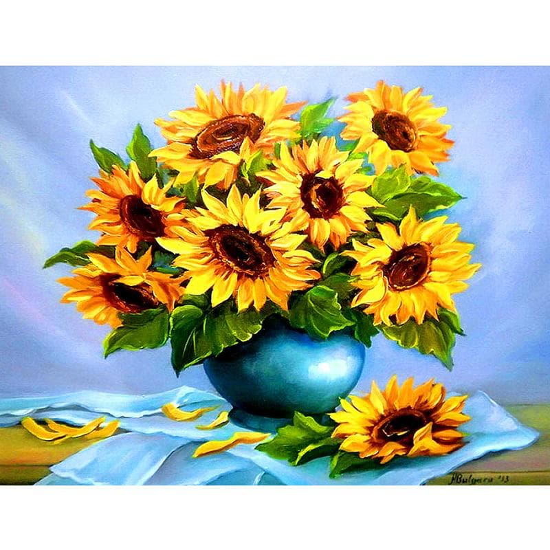 DIY 5D Diamond Painting Sun Flower Full Round Drill Embroidery Art Picture Home Decoration 20X30CM
