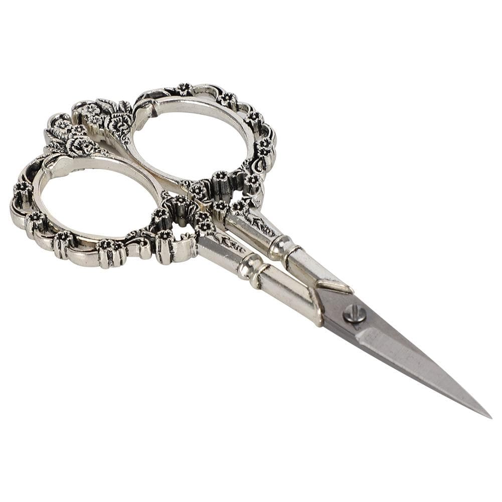 Vintage Scissors Flower Pattern Needlework Cutting Paper DIY Sewing CraftsSilver silver
