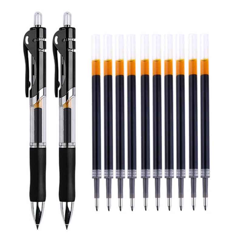 Press Pen K35 Gel Pen 0.5 Mm Red Blue Black Refill Bullet Head Signature Pen Scrapbook School Office Stationery Supplies 2 pens+20 refills black