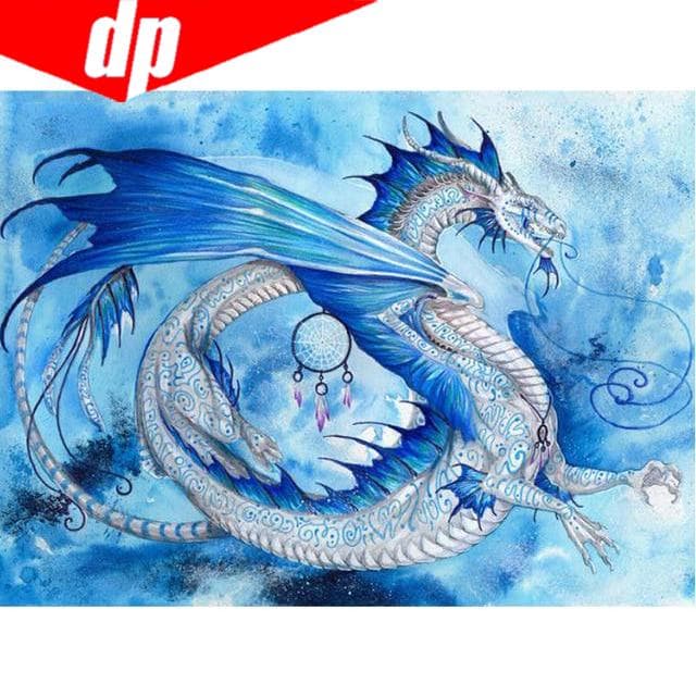 Cross Stitch Embroidery Kits Colorful Flowers Cotton Dragon Painting DIY Needlework 20X30