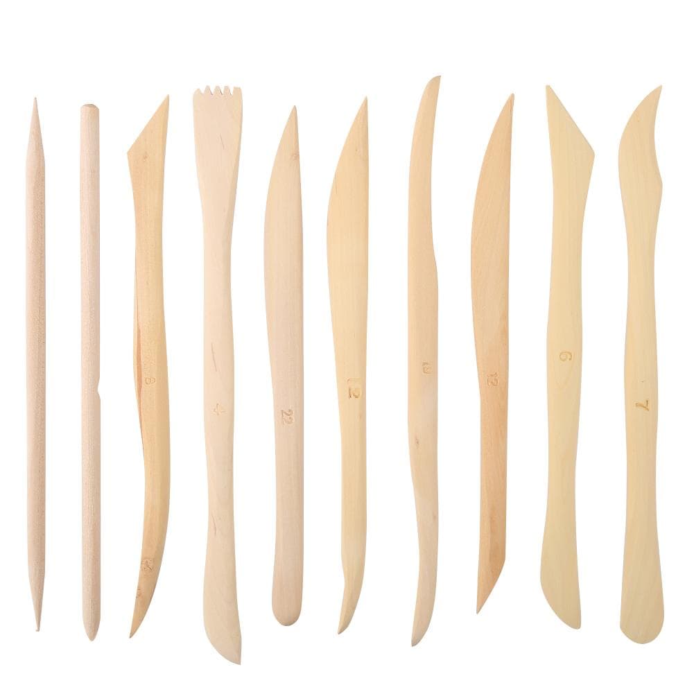 10pcs/set Wooden Clay Carving Modeling Tool Diy Pottery Sculpture Tools