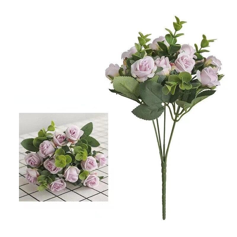 Heads Artificial Flower Silk Rose white Eucalyptus leaves Peony Bouquet Fake Flower for Wedding Table Party Vase Home Decor