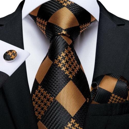 DiBanGu Mens Silk Necktie Set Striped Paisley Solid Tie Pocket Square Cufflinks N-7328