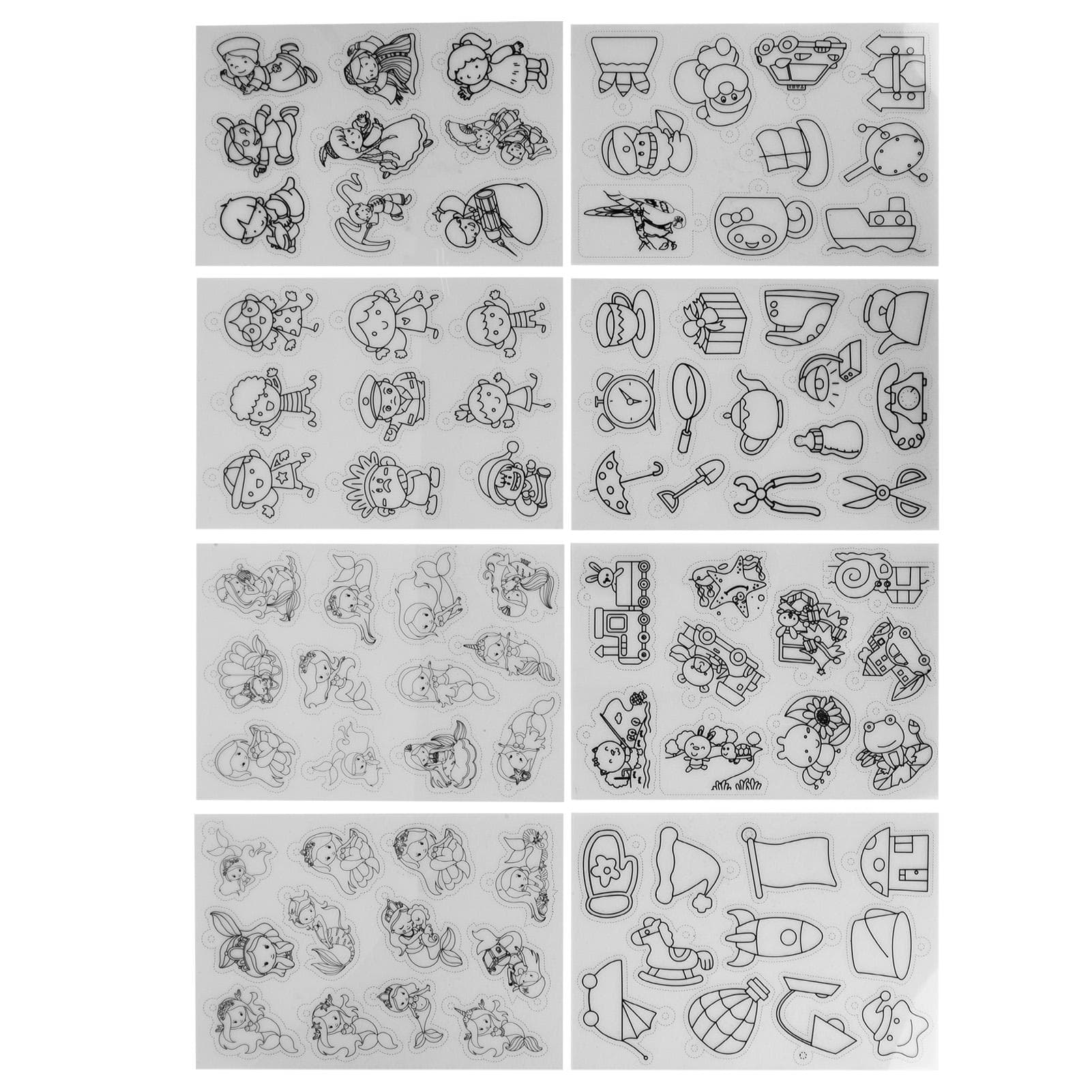8Pcs Heat Shrink Sheet Boys Girls Pattern Translucent Wide Application Shrinky Art Paper for DIY