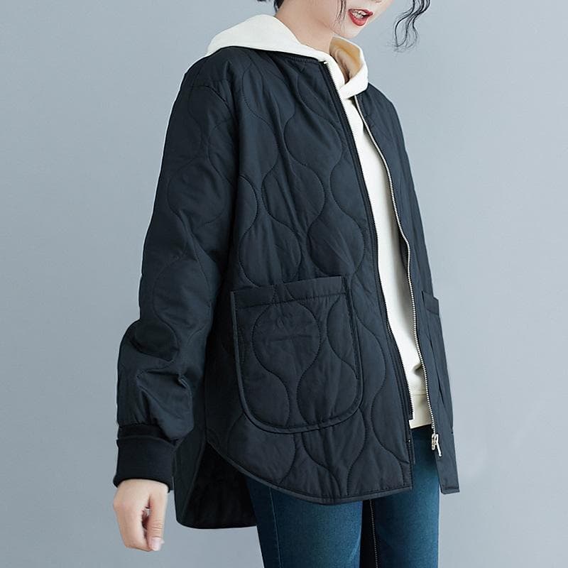 New Autumn and Winter Cotton Jacket for Women Korean Loose Casual Baseball Jacket for Cotton Jacket 2XL black