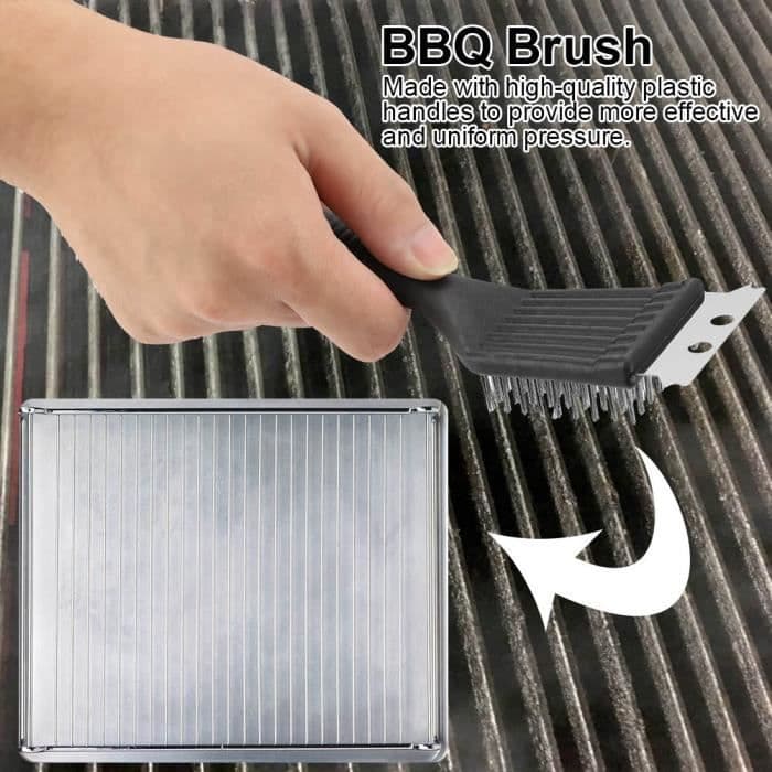 Barbecue brush - Stainless steel - Plastic - Black