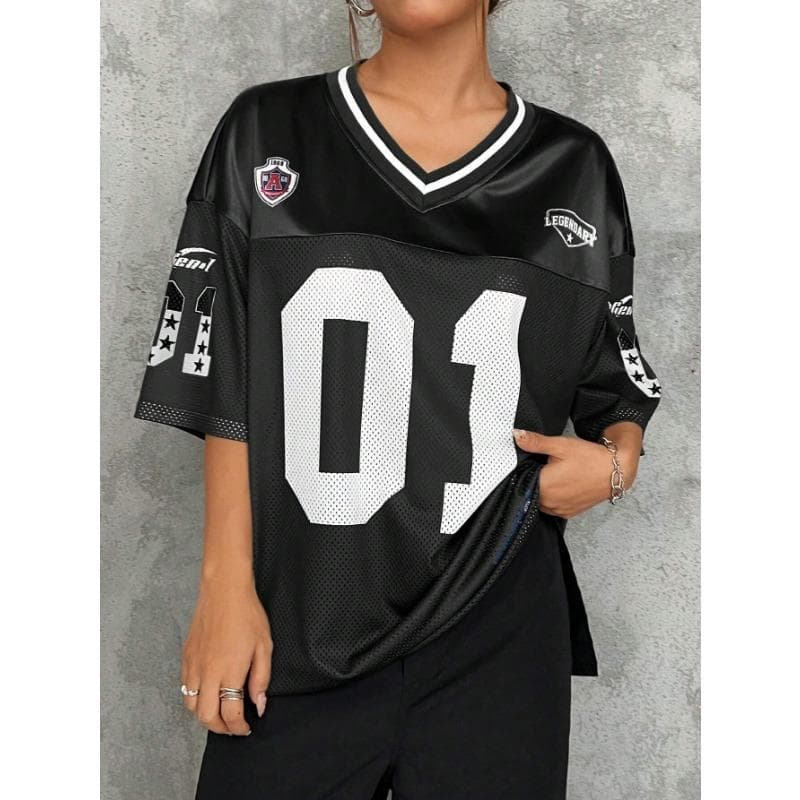 Women Los Angeles jerseys Coolane Summer Drop Shoulder Oversized Football Jersey Tee With Letter Print Couple Same Style 2XL