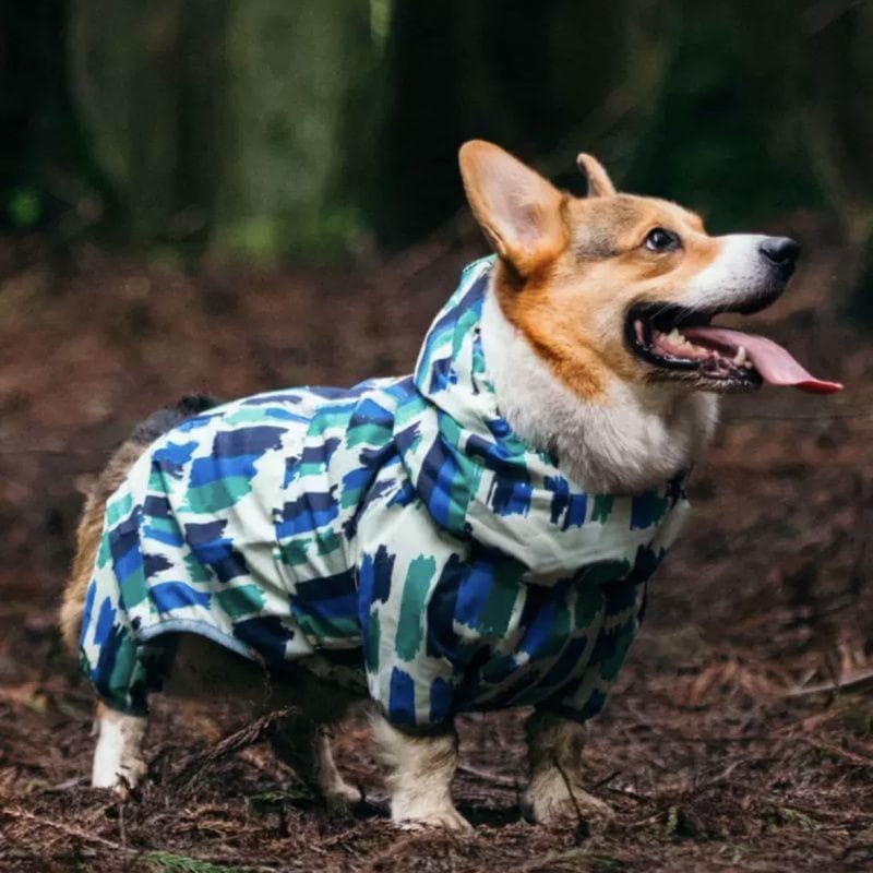 Welsh Corgi Dog Waterproof Dog Coat Jumpsuit Pet Clothing Raincoat Dog Clothes with Reflective Strip L-6L for Large Dogs L