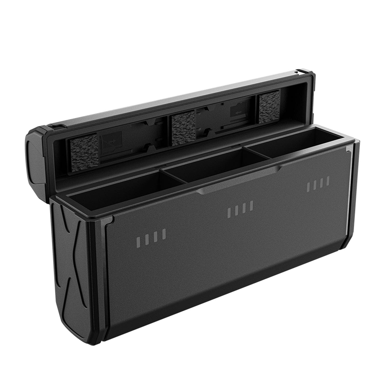 TELESIN 3-slot Charging Box for Camera Battery Charger Type-C Fast Charging Case with TF Card Slots black