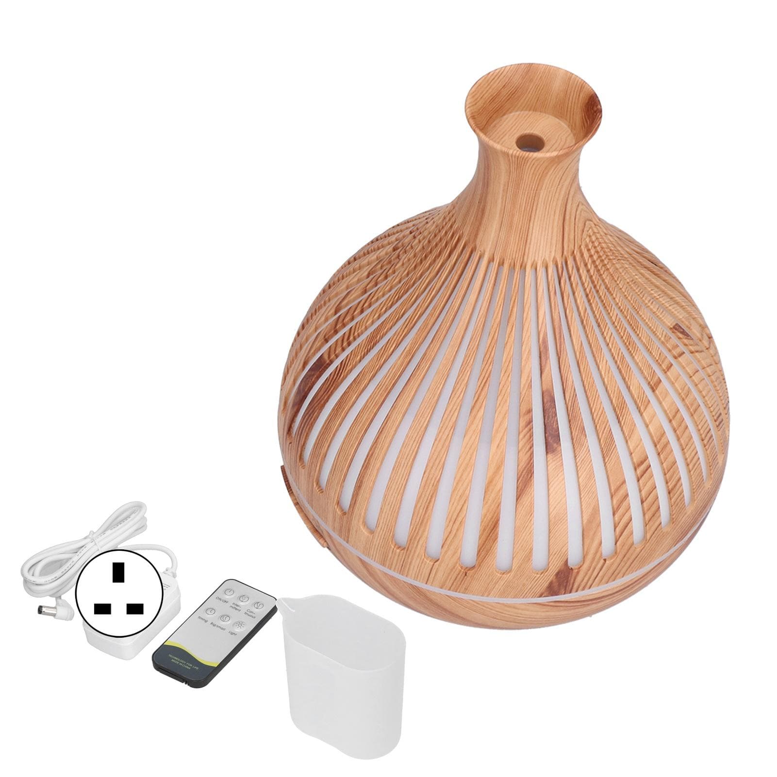 400ml Wood Grain Desktop Humidifier with Color LED Remote Control Electric Aroma Diffuser