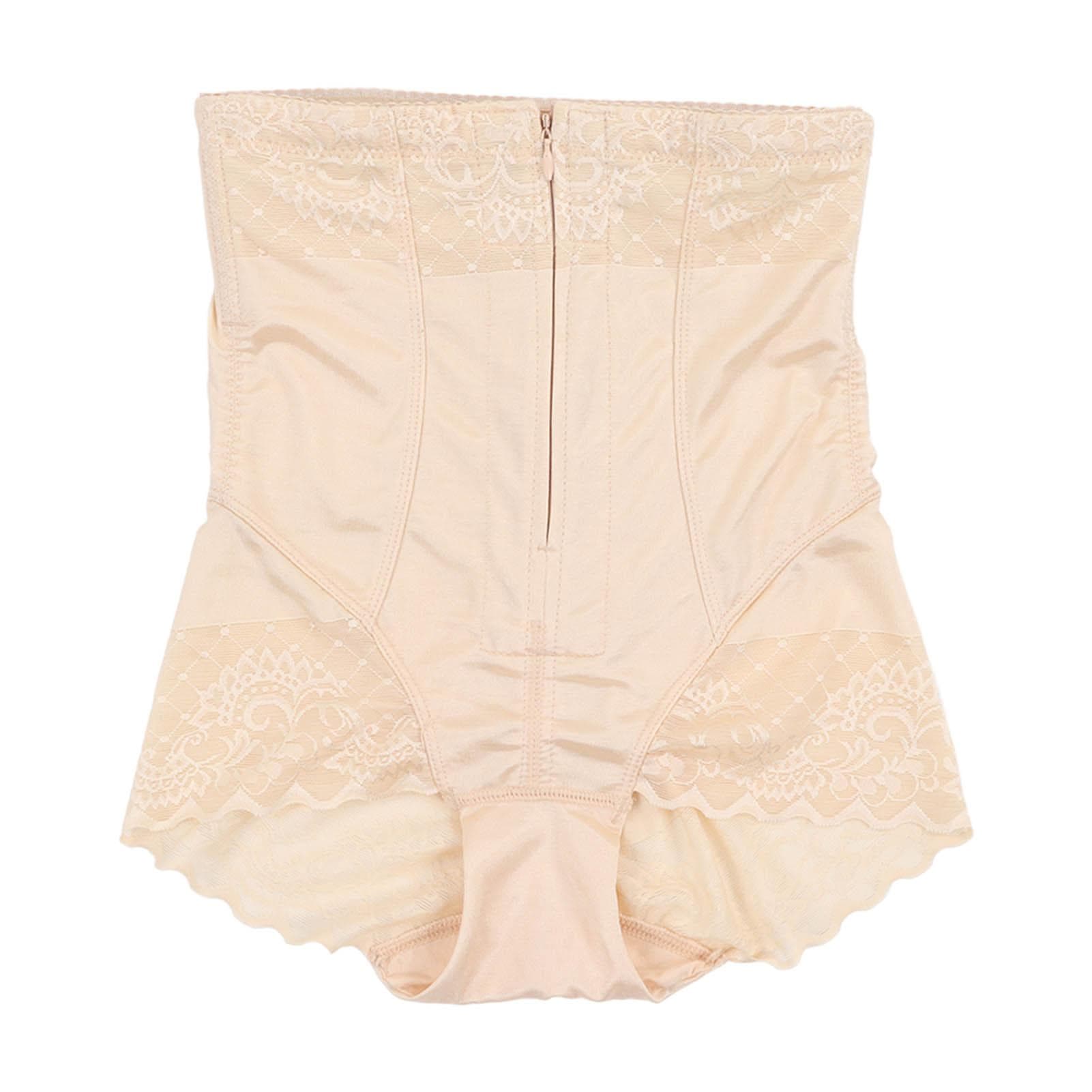 Women Postpartum Abdominal Compression Corset Underwear Zipper Lace Hip Lift Body Shaper Panties M